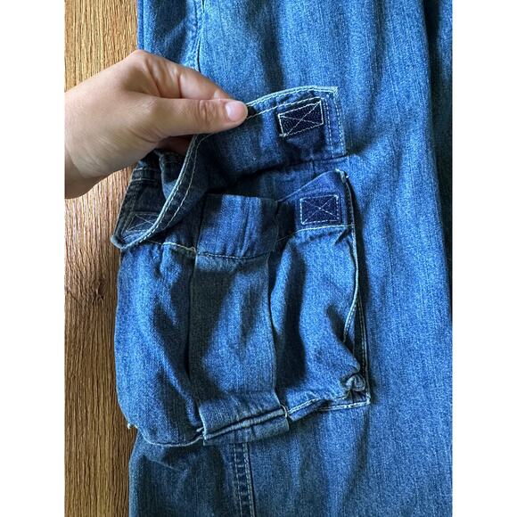 American Eagle Vtg Blue Jean Maxi Cargo Skirt Size10 - Picture 4 of 9